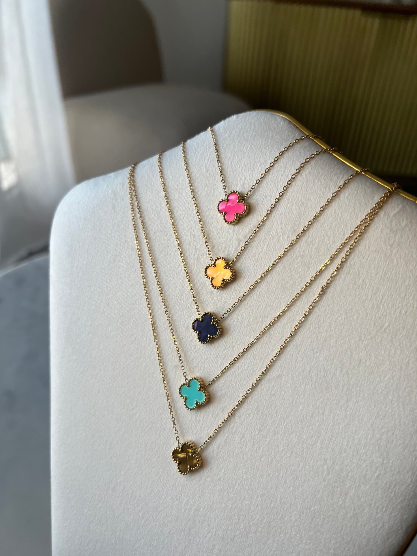 Collier Trèfle azure