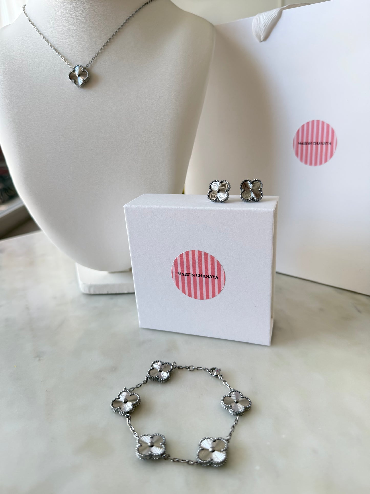 Parure Trèfle Luxe Argent