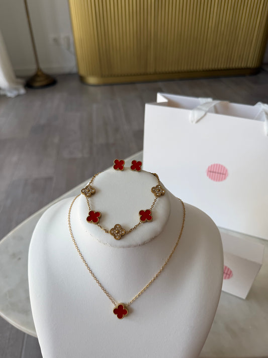 Parure Trèfles Rouge