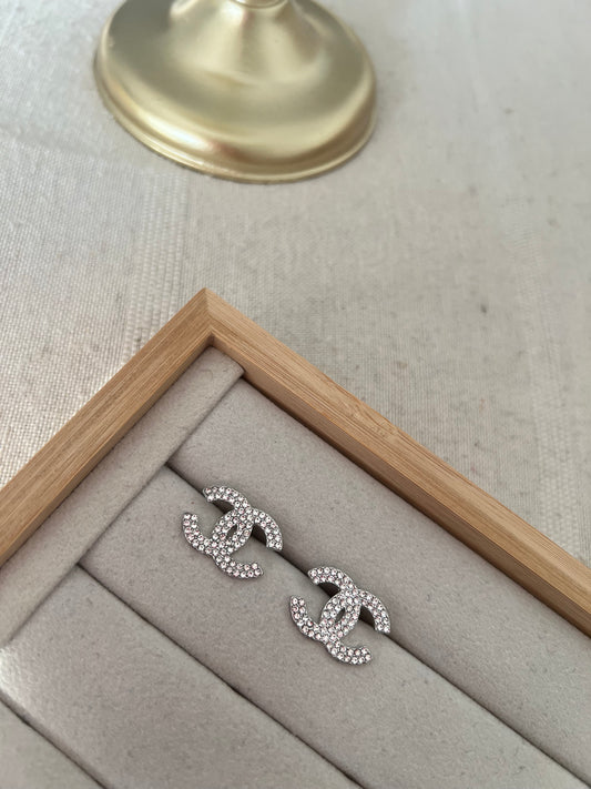 Boucle chayni strass argent