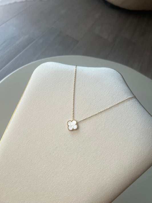 Collier Trèfle White Réversible